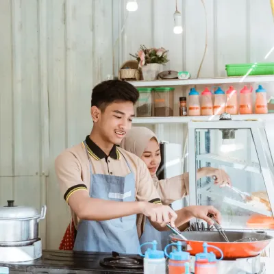 man aan het koken in pop-up man aan het koken in pop-up
